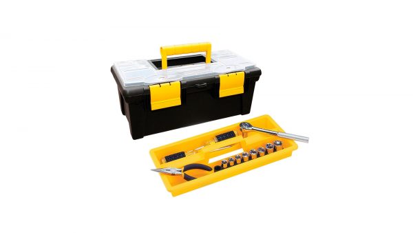 Caja Herramientas 16" Tapa Organizadora Negra Rimax