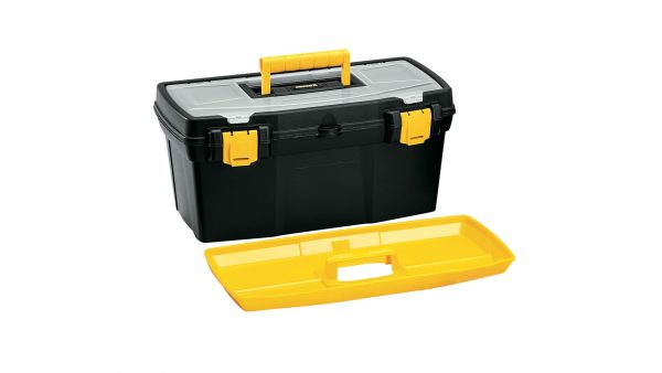 Caja Herramientas 19" Apilable Tapa Organizadora Negra Rimax