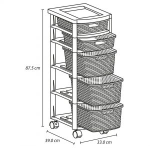 Cajonero Rattan 2P3G Taupe Rimax