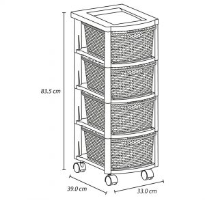 Cajonero Rattan 4G Blanco Nieve Rimax