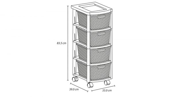 Cajonero Rattan 4G Blanco Nieve Rimax