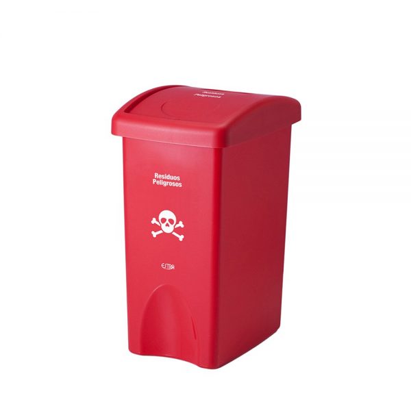 Papelera Vaivén Plana 35 Lt Rojo Residuos Peligrosos Estra