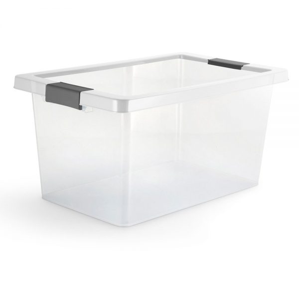 Caja Organizadora Con Broche 20lt Natural-Gris Estra